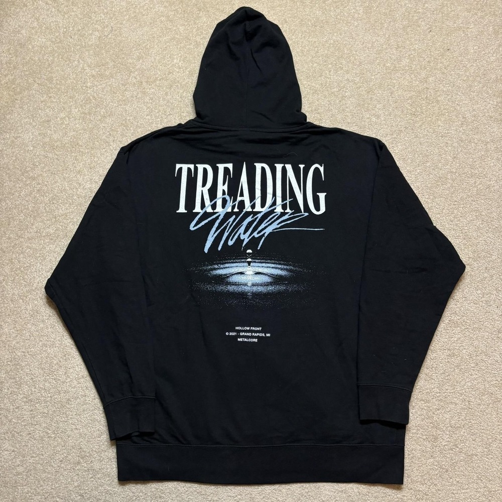Hollow Front Band Hoodie Sweatshirt Mens XL Black Treading Water Band Metalcore